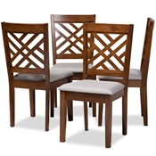 Baxton Studio Caron Modern and Contemporary Grey Fabric Upholstered Walnut Brown Finished 4-Piece Wood Dining Chair Set